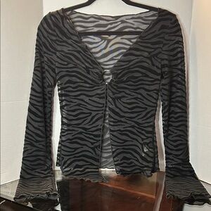 Zebra Print Sheer Black Top